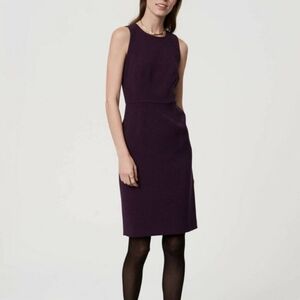 LOFT Ponte Pocketed Sheath Dress Black Exposed Zipper Stretch Women